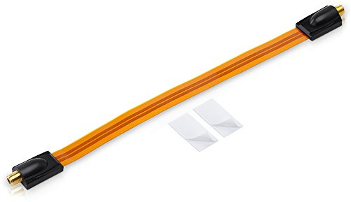 conecto CC50246 Premium Fensterdurchführung für SAT Kabel koaxial inkl. Klebepads (F-Kupplung auf F-Kupplung, vergoldet) 30 cm