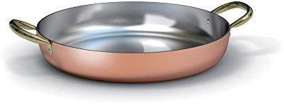 Cazo de cobre liso stagnato con dos asas mango latón, diámetro 280 mm