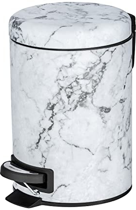 WENKO Cubo de pedal para cosmética Onyx 3 ltr. - Cubo de cosmética con mecanismo de pedal Capacidad: 3 l, Acero, 17 x 25 x 22.5 cm, Multicolor