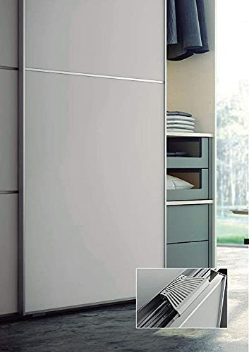 Kit de herrajes para puerta corredera, armario, armario 2-3-4 puertas 85 kg freno suave apertura/cierre… (2 puertas + kit cortinas puerta, blanco)