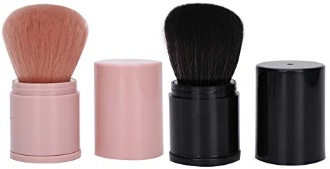 2Pcs Foundation Pinsel Einziehbare Kabuki Make-up Pinsel Travel Face Blush Pinsel Lose Tragbare Puderpinsel mit Abdeckung für Blush Powder Cosmetics