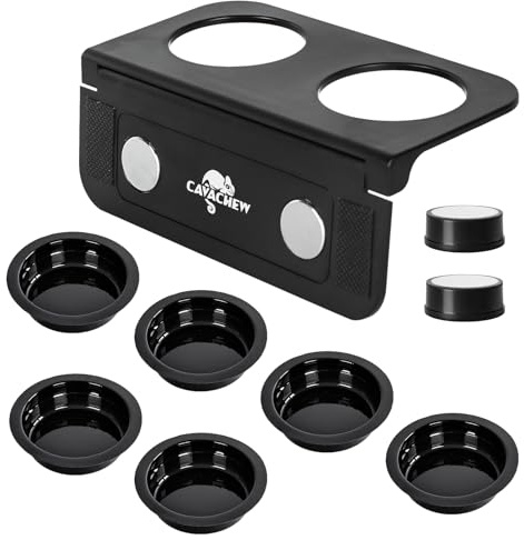 CAVACHEW Magnetic Gecko Feeding Ledge, ABS Foldable Reptile Feeder Ledge with 6pcs Plastics Cups, 2 in 1 Reptile Food Water Dish, Terrarium Bowl for Chameleon Iguana, Strong Magnets, Easy to Clean