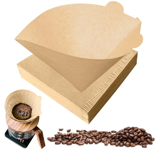 Roucerlin 200 Pcs Coffee Filter Papers, Unbleached Cone Coffee Filters, Disposable Filter Papers for Pour Over Coffee Dripper Pot Make Machine (V-Shaped 4.1 x 5.7 Inch)