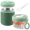 Acasimo Tazza per cereali in acciaio inox, 2 in 1, con cucchiaio, 530 ml + 330 ml, portatile, a prova di perdite, adatto per congelatore, lavastoviglie, adulti (verde)