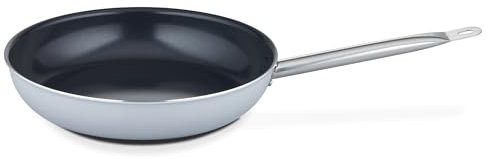 GSW Bratpfanne Gastro Basic, Beschichtete Pfanne Kratzfest & Energiesparend mit Induktion, Aluminium Pancake Pfanne mit VITAFLON® QUARZIT Antihaft Versiegelung, 40 cm, Silber