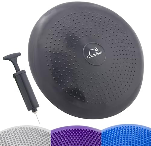CampTeck U7292 Luftkissen Sitzen Aufblasbar Ballsitzkissen Balance-Kissen (32cm) mit Handpumpe für Fitness, Geschicklichkeit, Rückentraining, Yoga, Bequemes Sitzen - Schwarz