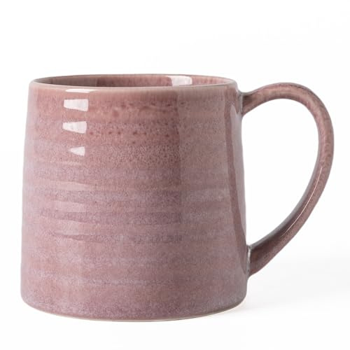 TaoTaojarvie Ceramic Coffee mugs, 21 oz, Extra Large Mugs, Big Tea Cups, Large Handle, Pottery Mugs, Big Belly, Transmutation Glaze，Wide Bottom, stripe pattern, Microwave and Dishwasher Safe. (Purple