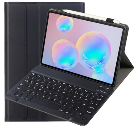 leleyo Tastatur Hülle für Samsung Galaxy Tab S6/S6 5G 10,5 Hülle mit Tastatur Deutsches QWERTZ Layout Magnetische Abnehmbare für Tab S6,Schwarz