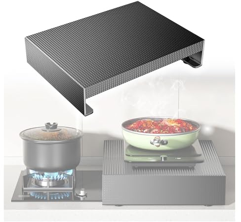 Couvercle de cuisinière à gaz en acier au carbone résistant à la chaleur pour agrandir l'espace de cuisine, couvercle rectangulaire en métal avec tapis antidérapant (L 35 x l 45 x H)