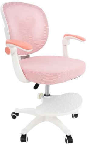 BSJAHTOP Chaise de bureau pour enfant avec accoudoir pliable (rose)