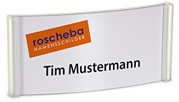 10 x High-Class (Magnet-) Namensschilder (Marke: roscheba®), 75 x 35 mm, Made in Germany, aus Kunststoff, gewölbt, mit Supermagnet (transparent) - Staffelpreise - Namensschilder inkl. Papiereinlagen