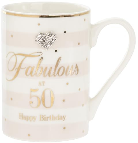 LEONARDO Ceramic 50th Birthday Mug | Stripes and Mad Dots | 1 Piece - 7x7x11 cm