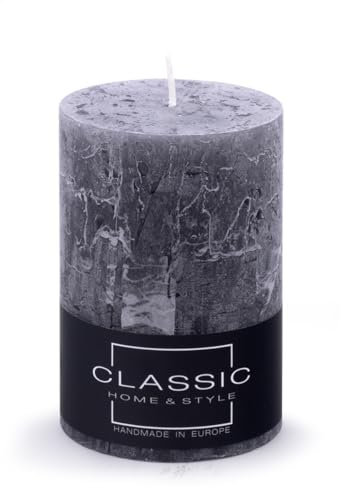 DONAU HOME Stumpenkerzen Rustik-Kerze/Taupe Graphit/ 1 Stück / 10 x Ø 7 cm Unparfümiert/zur Dekoration im Wohnzimmer, Bad / 49 Stunden Brenndauer/Deko Kerzen Wachskerze/Nordic Ambiance