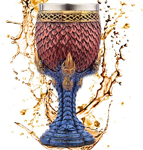 Cáliz ''Egg of the Azur Dragon'' - Huevo escamoso en garra de dragón azul - Copa de vino (160ml) - Decoración medieval fantasía fantástico Fantasy