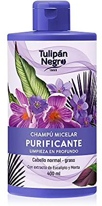 Tulipán Negro - Champú Micelar Purificante 400 ml, Limpieza en Profundo, Cabello Normal a Graso; Con extracto de Eucalipto y Menta