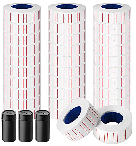 30 rollos de 15000 etiquetas de pistola de precio blanco para etiquetadora Mx-5500, calcomanías blancas de Pricemarker más 3 rollos de tinta de repuesto