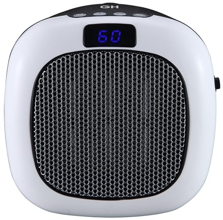 Good Housekeeping Wall-Mount Indoor Mini Space Heater w/ Thermostat & Remote, 750W, White