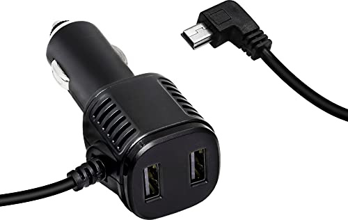 RIIEYOCA Dash Cam Power Lead Mini USB Power Cable with 2 USB Port for Most Dash Camera and GPS Navigation, Compatible with USB Port Devices（3.5m/11.48ft）