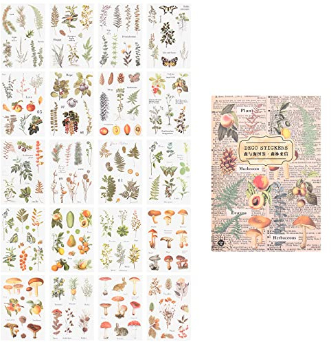 PET Transparente Dekorative Aufkleber, Infeelme 150 Stücke Pflanzenmuster Klebstoff Scrapbook Aufkleber für Bullet Journal,Tagebuch, Planer, Zeitplanbuch, Agenda, Kalender