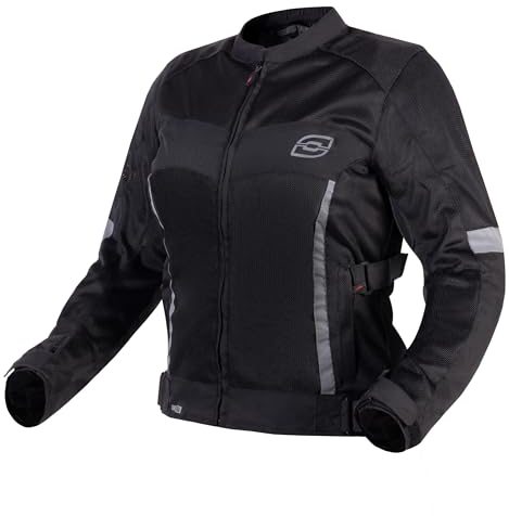 OZONE MOTO Dart Lady Motorradjacke Damen | Textil | Ellbogen und Schulterprotektoren | Mesh Belüftungseinsätze | Reflektierende Elemente