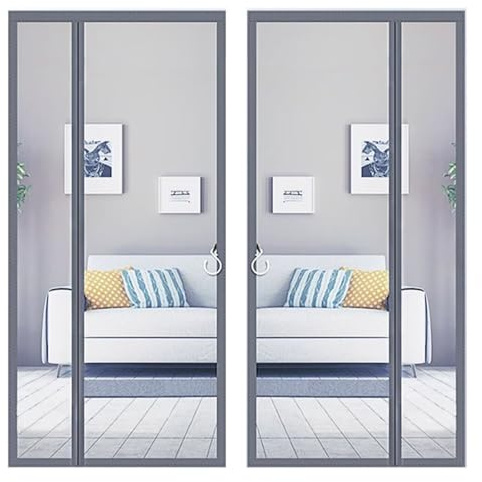 Mosquitera magnética puerta balcón sin taladrar, 85x200cm puerta cortina mosquitera puerta corredera, mosquitera puerta cortina de fácil montaje, Gris