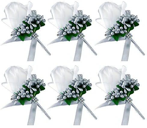 BYNYXI 6 Stück Rose Anstecknadel Hochzeit Bräutigam, Hochzeit Corsage Braut Anstecknadel Armband Corsage Künstliche Rosen Ansteckblume Rosen Bräutigam Hochzeitsanstecker für Braut Brautjungfer Gäste