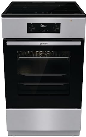 Gorenje GEIT5C61SPG Standherd mit Induktionskochfeld, 50 cm, 70 Liter,Silber, PerfectGrill, AirFry, FrozenBake, Pizza Mode 300°C, AquaClean, Made in Europe, inox
