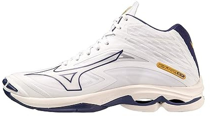 Mizuno Wave Lightning Z7mid, Scarpe da Pallavolo Unisex Adulto, White Blueribbon MP Gold, 44.5 EU