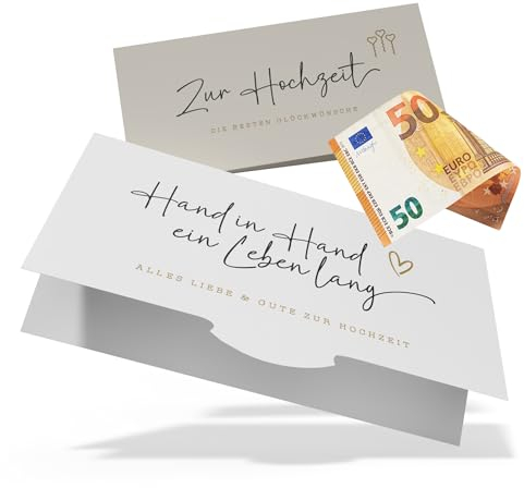 Creatastic - Hochzeitskarte Geldgeschenk Hochzeit, gefühlvolle Klappkarte und Mappe, DIN lang, Hochzeitsgeschenk Geld, Geldgeschenke zur Hochzeit Karte, Glückwunschkarte