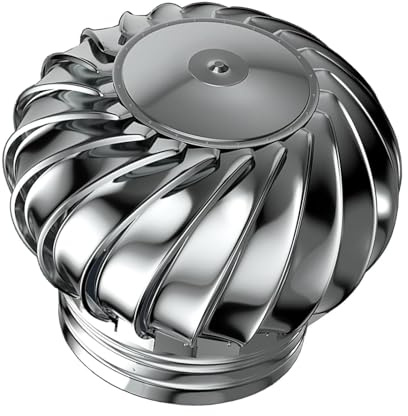 Vent cover, 304 Stainless Steel, Ventilating Fan, Wind , Cap Vent Round, Dome Ventilator, Exhaust Hood Vent, Wind Turbines Air Vents, Whirlybird , 12-Inch Outdoor Exhaust Vent, For Ventilation And E (