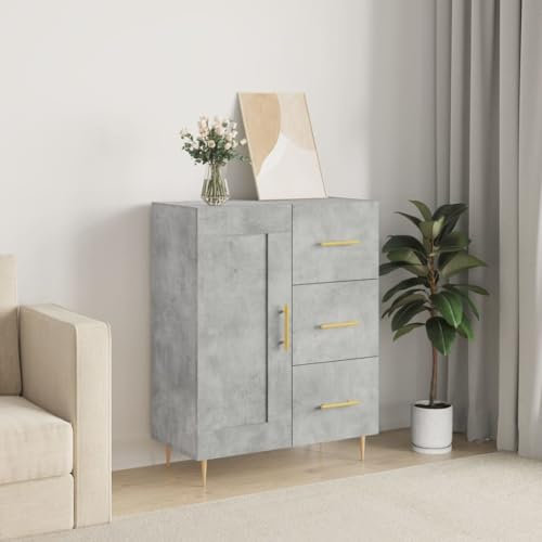 HETFTJN Sideboard, Apothekerschrank Wohnwand Flurschrank Barschrank Geeignet für Dorm Küchenzeile Schlafzimmer Office Betongrau 69,5x34x90 cm Holzwerkstoff