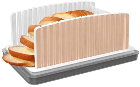 Bread Slicer Guide, Bread Slicing Guide, Foldable Homemade Bread Adjustable Width, Detachable Components, Crumb Tray Included for Cake