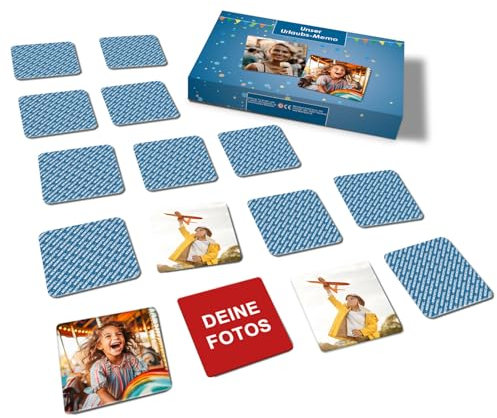 MEINSPIEL - Personalisiertes Memo-Kartenspiel für Kinder - Eigene Fotos auf den Karten - Lernspiel und Gedächtnistraining - 12 Kartenpaare - Ab 2 Jahren