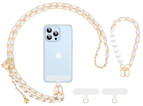 MoKo Crossbody, Universal Chain, Most Smartphones, Neck Strap × 1, Wrist Strap x 1, Patches × 2, White