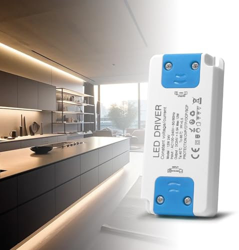 BRIMETI LED Trafo 230V auf 24V Transformator 12W 0.5A LED Driver Treiber Schaltnetzteil AC 230V auf DC 24 Volt Power Supply Kompakter Extrem Dünner Konstantspannung Niedervolttrafo für Indoor Streifen