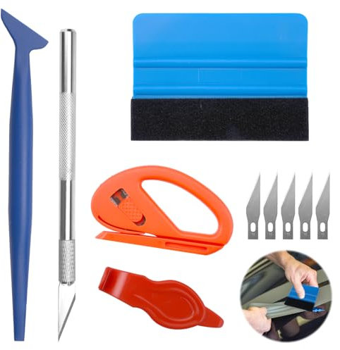10 Pièces Kit Covering Outils de Film de fenêtre de Voiture Vinyle, Kit de Films de Voiture Teinté, Raclettes en Feutre, Couteau de Précision, Cutter, Vitre Teinté E Voiture pour Film Teinté Voiture