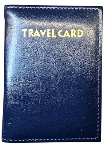 TheGloveHut Funda tipo cartera para tarjetas de viaje, autobús, pases, carril, Navy, Tarjetero de piel