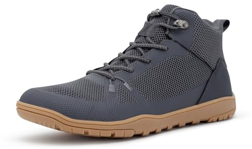 FEFELUIS Men's Barefoot Boot - Zero Drop Wide Toe Minimalist Sneakers Ankle Support Hiking Shoes DK Gray Size 11