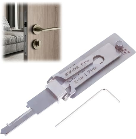 Tools Professional – 2 in 1 Lock Pick & Ma/Ster Key Decoder, Stain/Less Ste/el Key Decoder for Auto, Lock Pick Decoder, Lockpicking Kit with Skeleton Keys, Key Extractor Kit（ss002pro）