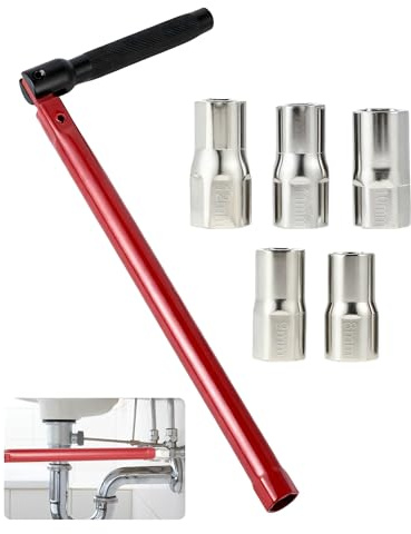 IMALPQPP Herramienta lavabo, llaves de tubo y llave grifa para grifo de pie y asiento WC, ajustable 8–12 mm, robusta para grifería e instalaciones sanitarias.