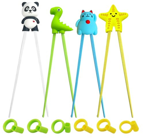4 Paia Bacchette Sushi Bambini Bacchette Cinesi Per Bambini Riutilizzabili Adatte Ai Piccoli Che Imparano Le Punte Delle Sono Staccabili Anche Ai Principianti Con 2 Set Di Supporti Antiscivolo