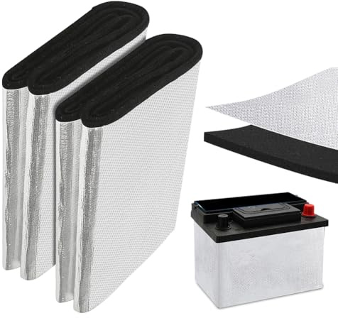 Lot de 2 housses isolantes pour batteries de voiture 18 x 102 cm (0,3 cm d'épaisseur) avec ruban adhésif, résistant à la chaleur, au froid et ignifuge, tapis d'isolation pour voiture, camion