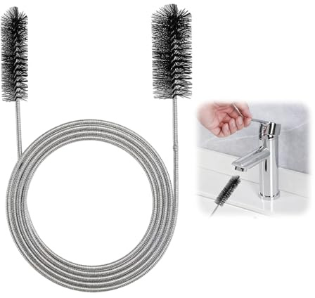 Cepillo de Limpieza de Tuberías, 200cm Cepillo Desatascador Tuberias | Desatascador para Fregadero,Doble Cabeza, Long Flexible Pipe Cleaners,para Eliminar Cabellos y Residuos en Cocinas y Baños