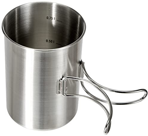 Tatonka Becher Handle Mug 850 ml - Tasse aus rostfreiem Edelstahl - Mit Klappgriffen und Volumenskalierung - kompatibel mit Nalgene Weithals 1L