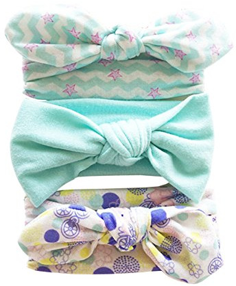 Vellette Baby Flicka Pannband - Knutna Topp Knut Hårband Turban Med Kaninöron, Stickade (4 st/3 st), C# (4 st), En Storlek