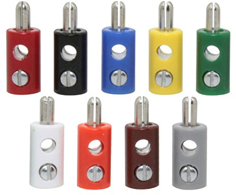 GOKarli 10 Stück Zwergstecker Miniatur Ø 2,6 mm mit Querloch und Schraubanschluss in Grün