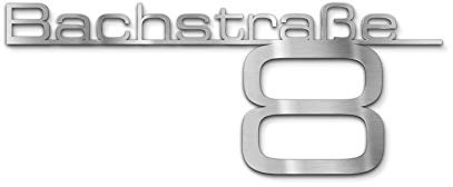 Metzler Hausnummer Edelstahl, individueller Schriftzug V2A Stahl, Hausnummernschild, Straßenschild, Wunschstraßenname und Hausnummer, 3D-Effekt, Rostfrei & Wetterfest, Made in Germany, Länge: 380 mm