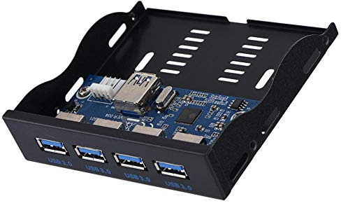 USB3.0 Floppy Frontblende 4-Port Frontblende für 3,5 Zoll Floppy-Schacht 19-polig auf 4 Ports USB3.0 HUB Erweiterungskartenadapter Anschluss Funktioniert mit Mainboard oder Riser Karte