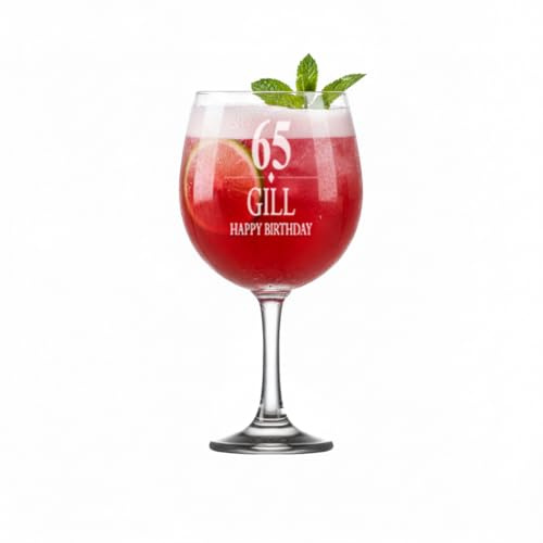 ukgiftstoreonline Personalised Birthday Cocktail Gin Glass Gift 18th, 21st, 30th, 40th, 50th, 60th, 70th, 80th