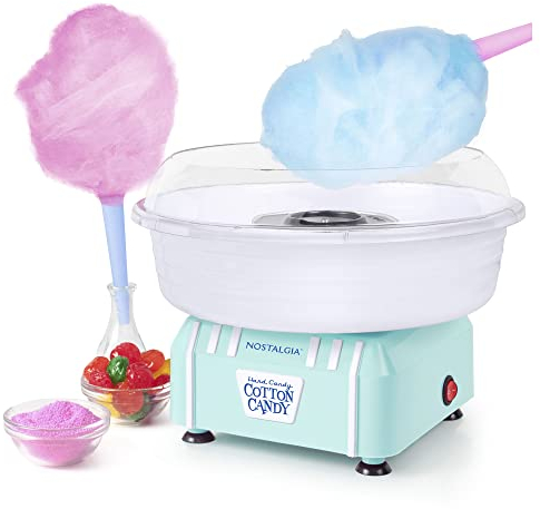 Nostalgia Retro Countertop Cotton Candy Maker, Vintage Candy Machine for Hard Candy & Flossing Sugar, Aqua